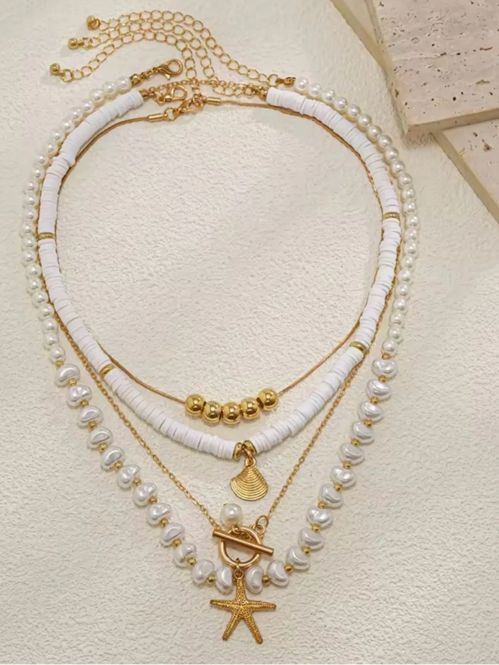 ✨ 4-Piece Layered Starfish & Shell Necklace Set ✨ - Picture 4 of 7